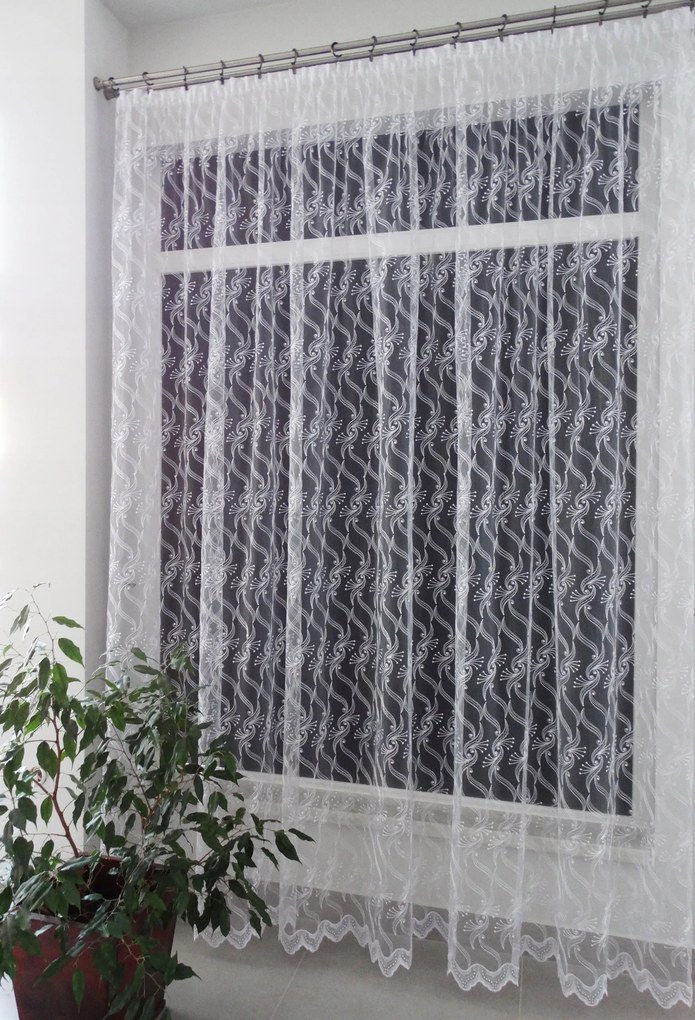 Mg Függöny Mezop háló Fehér hímzés 220x250cm szalaggal Minőség