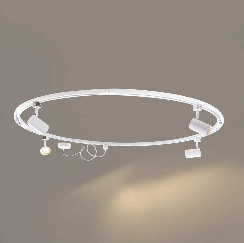 Modern sínrendszer 4 fehér spotlámpával, 1 fázisú, kerek - Iconic Jeana