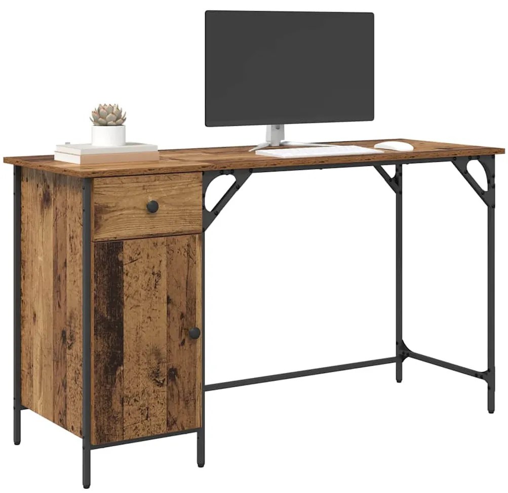 Számítógépes asztal fiókkal Öreg fa 131 x 48 x 75 cm Faanyag