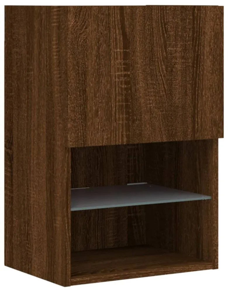 2 db barna tölgy színű TV-szekrény LED-ekkel 40,5 x 30 x 60 cm