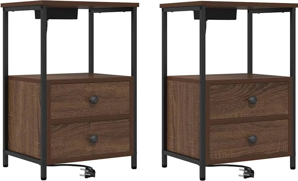 vidaXL Éjjeliszekrény 2 pcs Barna Tölgy 40 x 31 x 60 cm Faanyag