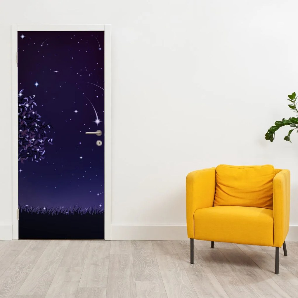 Fotótapéta ajtóra - Éjszakai rögzített illusztráció (95x205cm)