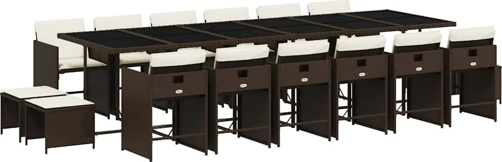 vidaXL 17 részes barna polyrattan kerti ülőgarnitúra párnákkal