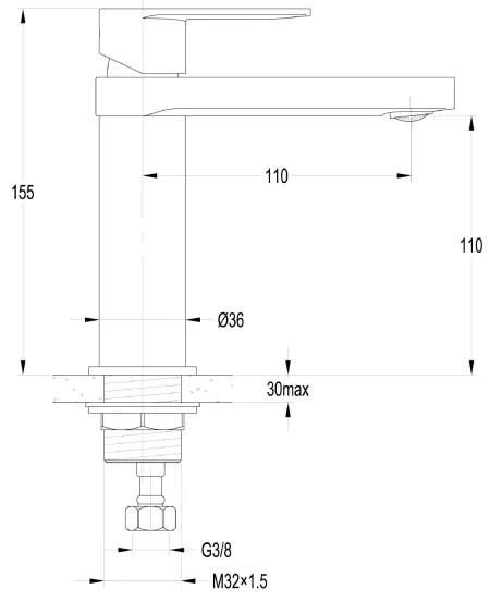 Aqualine - Mosdócsap DAPHNE 15,5 cm fényezett króm