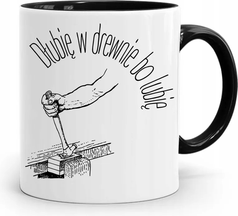 Bögre Fekete Ajándék Asztalosnak Fából Véső, fényképes nyomattal