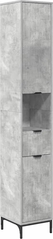 vidaXL Fürdőszoba Székény fiókkal Beton Szürke 31,5 x 33 x 190 cm