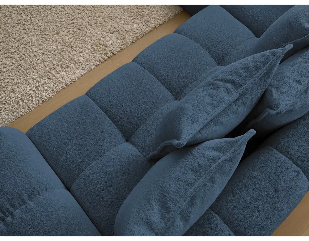 Sötétkék zsenília kinyitható-tárolóhelyes sarokkanapé (bal oldali-L alakú) Everest – Bobochic Paris