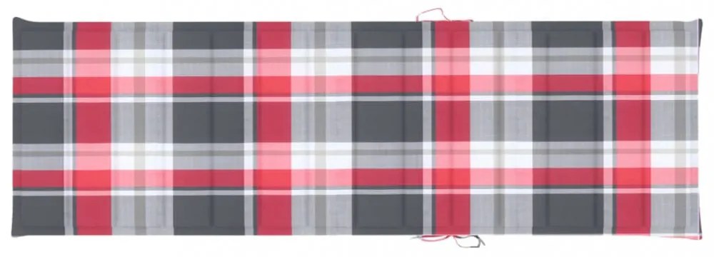 piros kockás oxford szövet napozóágy párna 200 x 60 x 3 cm