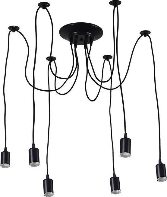 Tápkábel 6xE27/60W/230V pók fekete