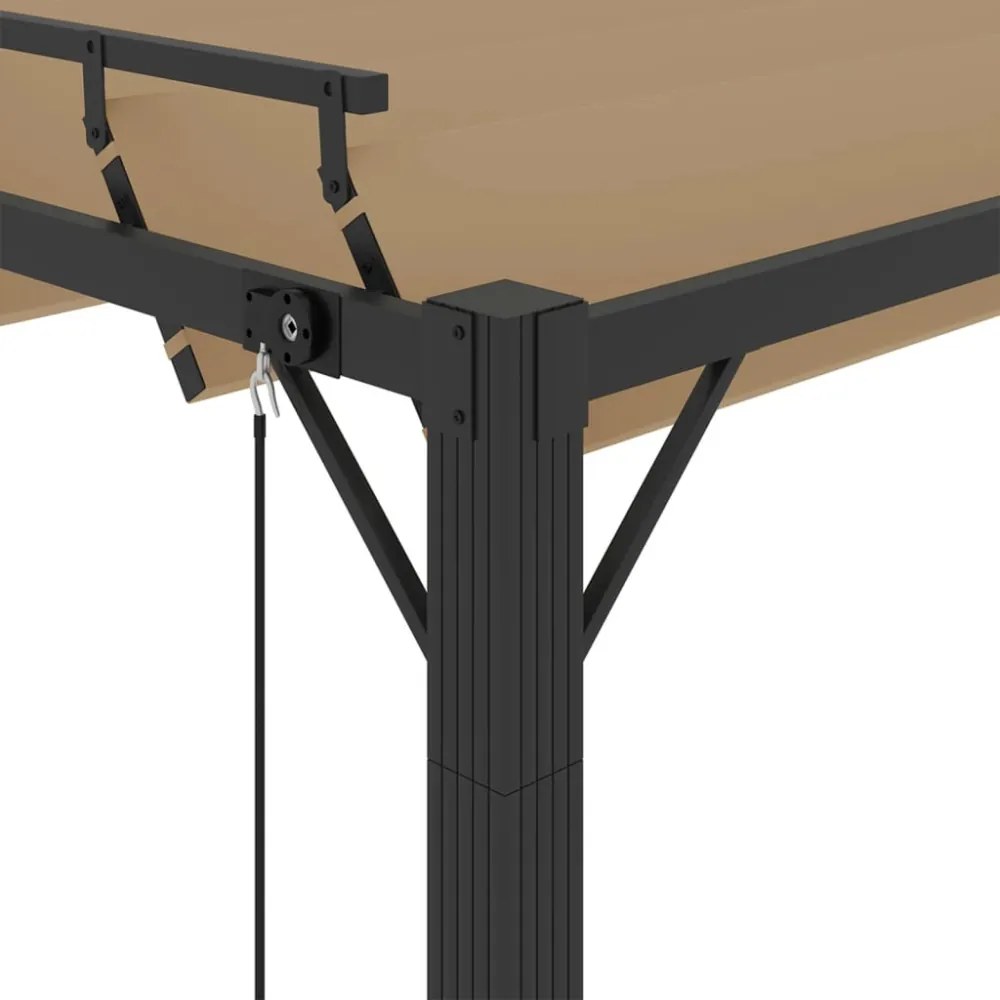 tópszínű szövet és alumínium pavilon lamellás tetővel 3 x 4 m