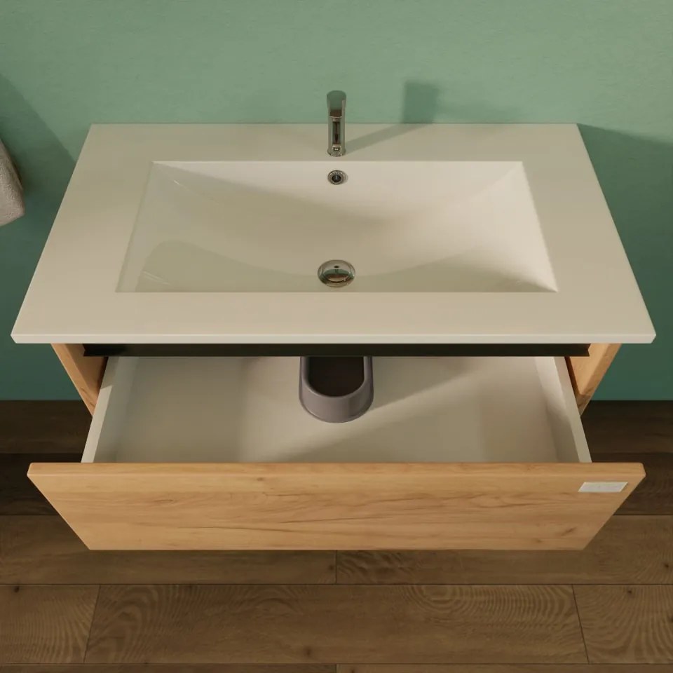 TMP NORD CRAFT 60 fali függesztett fürdőszobabútor - SKY E-8099-60 porcelán mosdóval- 61 x 46 cm
