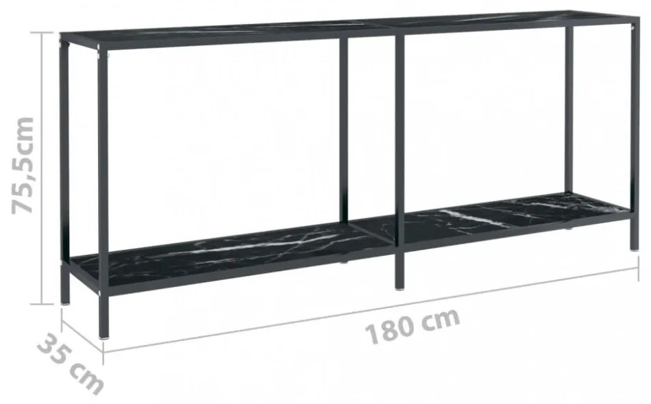 fekete edzett üveg tálalóasztal 180 x 35 x 75,5 cm