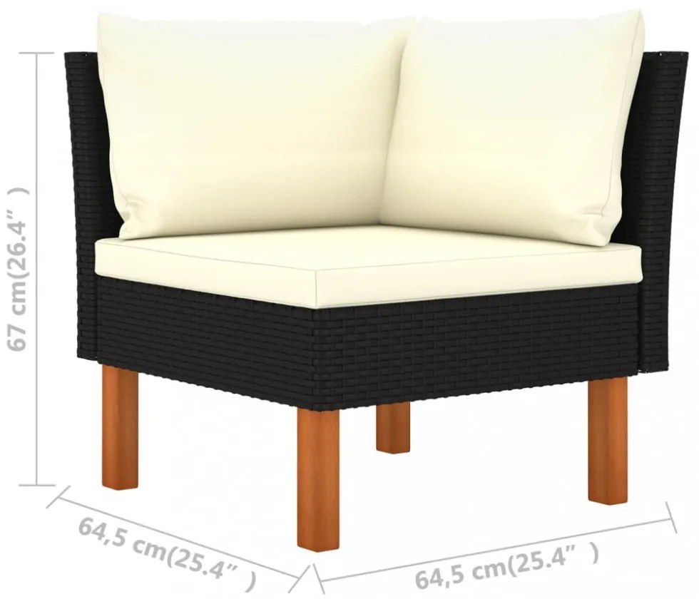 vidaXL 8 részes fekete polyrattan kerti ülőgarnitúra párnákkal