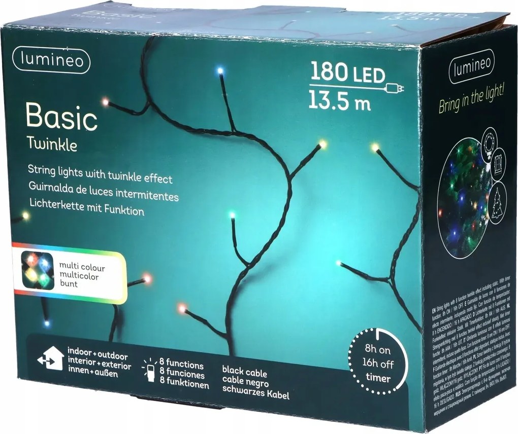 Lámpák 180 led 13,5m többszínű karácsonyfa villogó