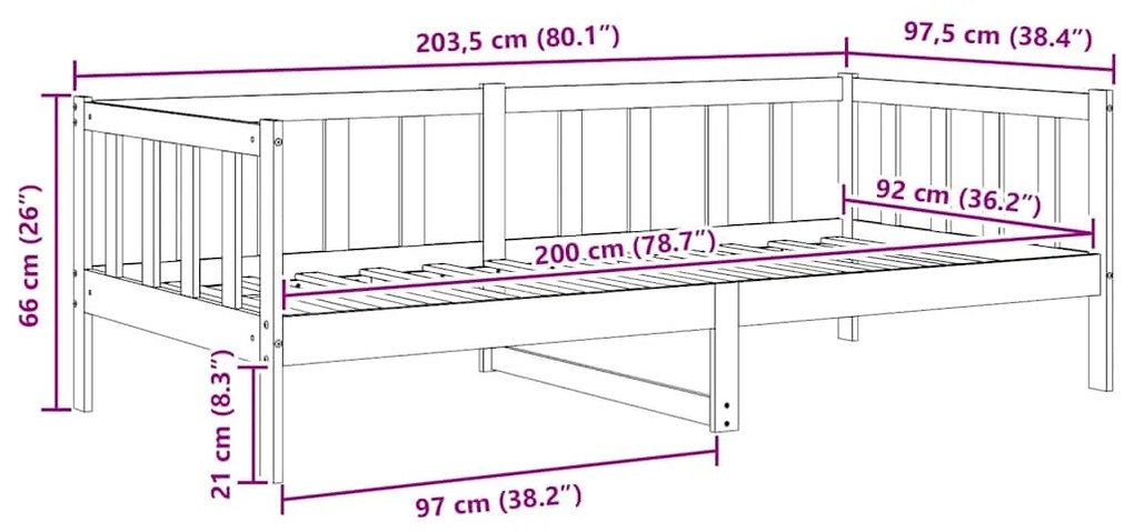 mézbarna tömör fenyőfa kanapéágy 90 x 200 cm