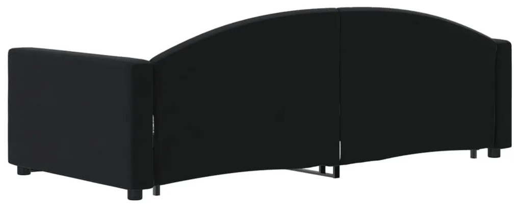 fekete kihúzható bársony heverő 90x200 cm