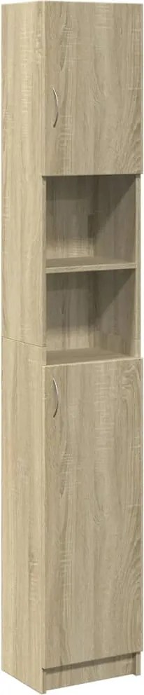 vidaXL sonoma tölgy színű szerelt fa fürdőszobaszekrény 32x25,5x190 cm