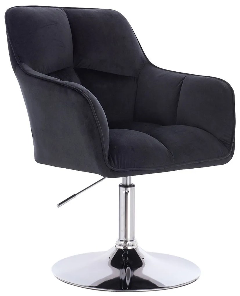 HR550N Fekete modern velúr szék krómozott lábbal