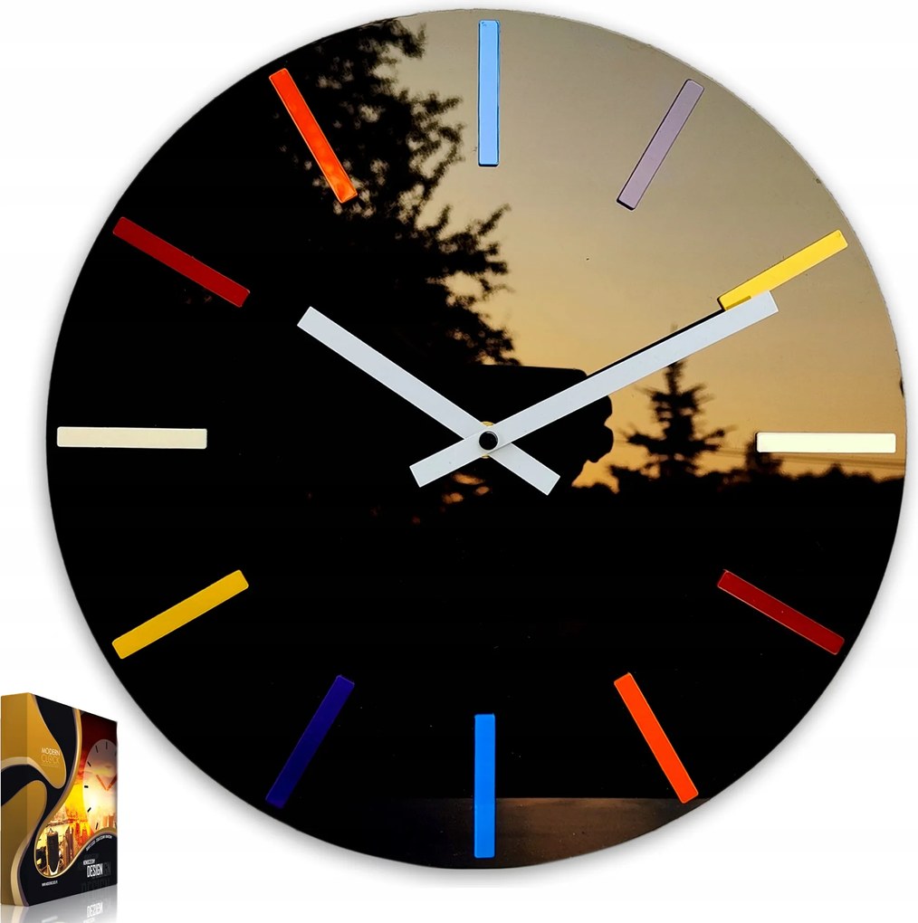 Modern stílusú falióra Akril Colorfull Fekete Kerek Kvarc