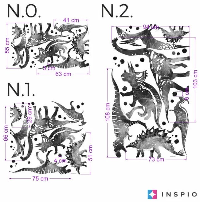 INSPIO Fali matricák - Fekete-fehér dinoszauruszok