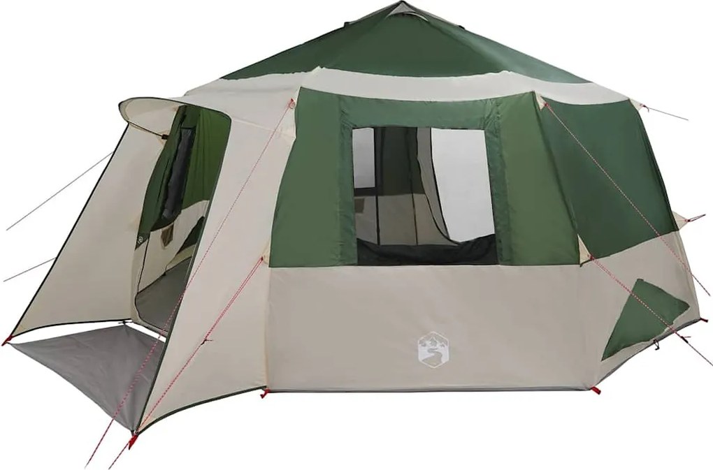 vidaXL Cabin Tent 12-Person tetővel Zöld és Szürke 500 x 500 x 294 cm