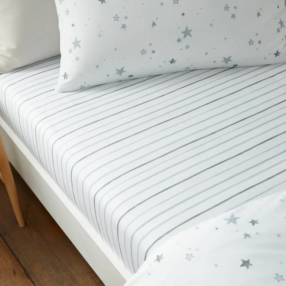 Fehér gumis kétszemélyes pamut gyerek lepedő 135x200 cm Stars – Bianca