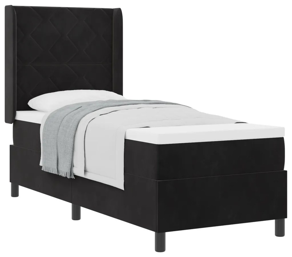 Boxspring Ágy Matrac Használatával Fekete 80x200 cm Bársonyos