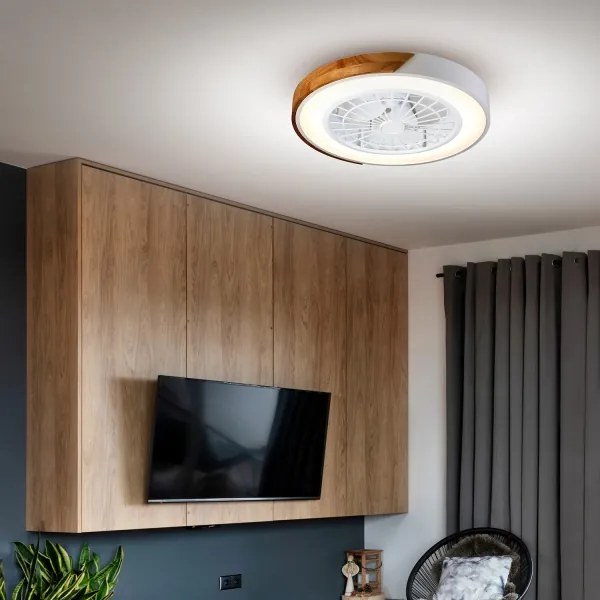 Brilagi-LED dimmelhető világítótest ventilátorral LED/30W/230V 3000-6500K fehér/tölgy + távirányító