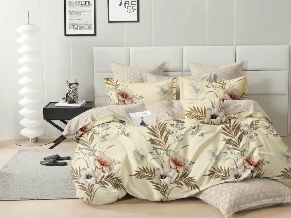 Kétoldalas ágynemű DUO SENSE SANDORA krémszínű + Párnahuzat 40x50 cm INGYENESEN Ágyneműhuzat mérete: 70 x 90 cm | 140 x 200 cm