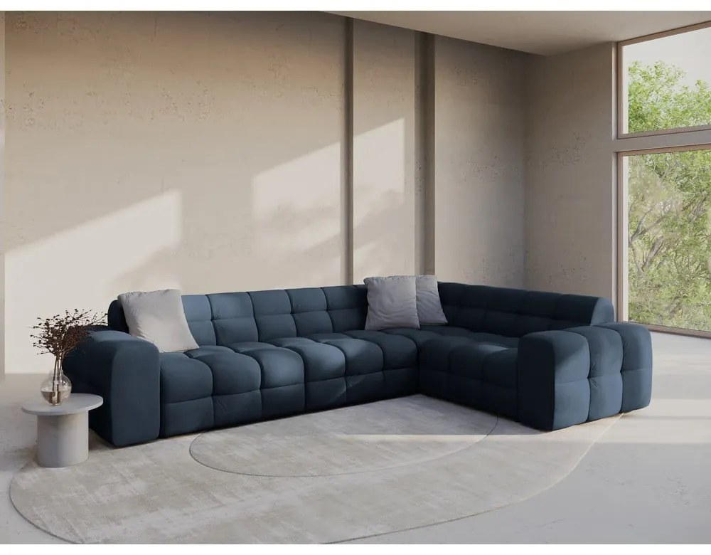 Sötétkék sarokkanapé (jobb oldali-L alakú) Kendal – Micadoni
