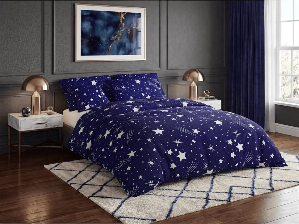 Krepp ágynemű NIGHT SKY POLY kék Ágyneműhuzat mérete: 70 x 90 cm | 140 x 220 cm