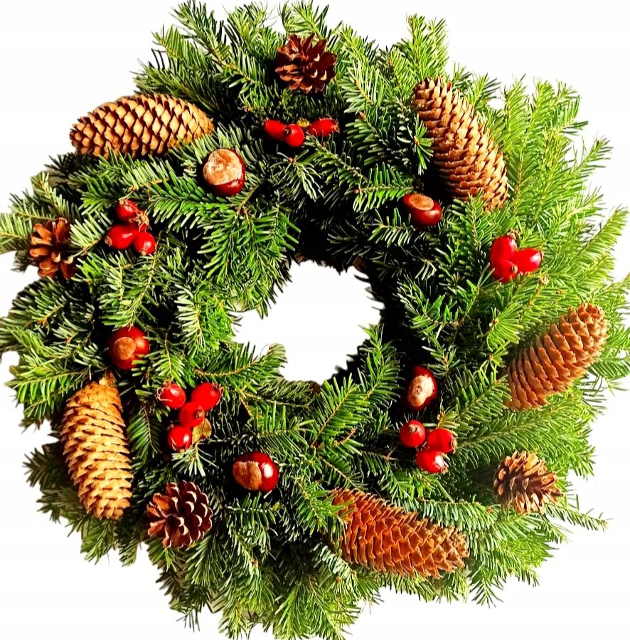 Dívány lájfhekk Élő koszorú gesztenyével, sírra, karácsonyra 40cm [BN-G21]