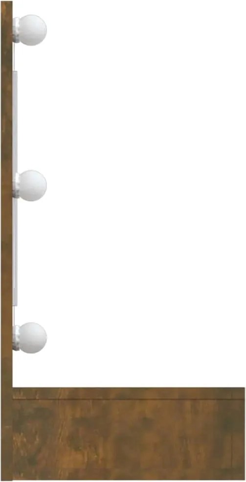 Füstös tölgy színű tükrös szekrény LED-ekkel 90 x 31,5 x 62 cm