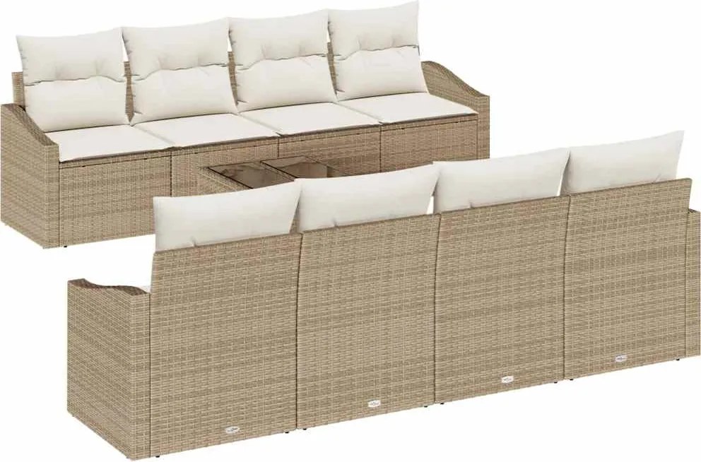 vidaXL Kanapé Szett párnával tárolóval 7 pcs Beige és krém polirattan