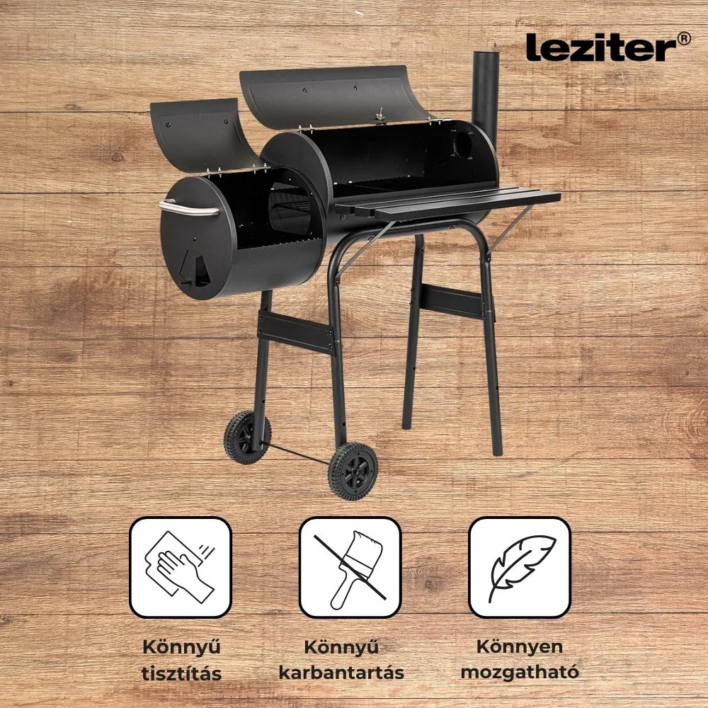 Faszenes kerti grillsütő füstölővel