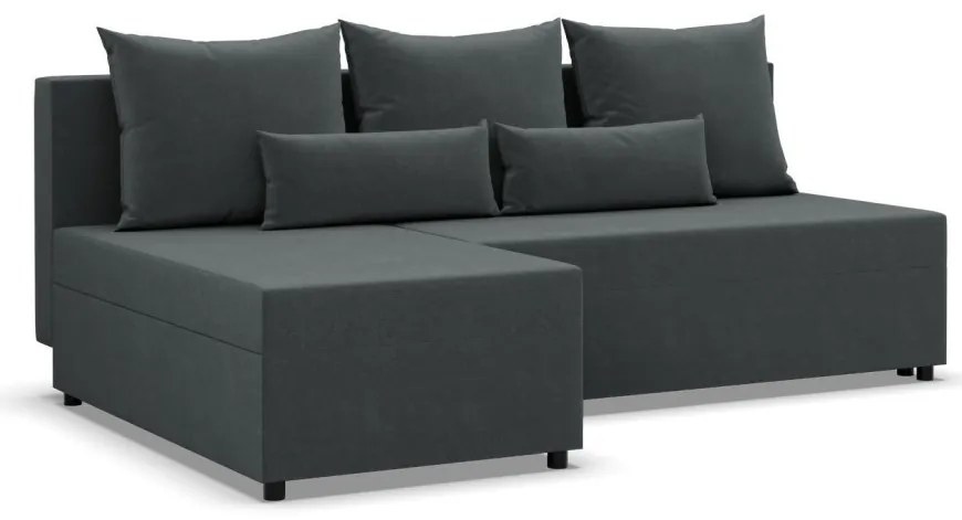 Nobu sarokkanapé, bársony, univerzális oldal, szürke