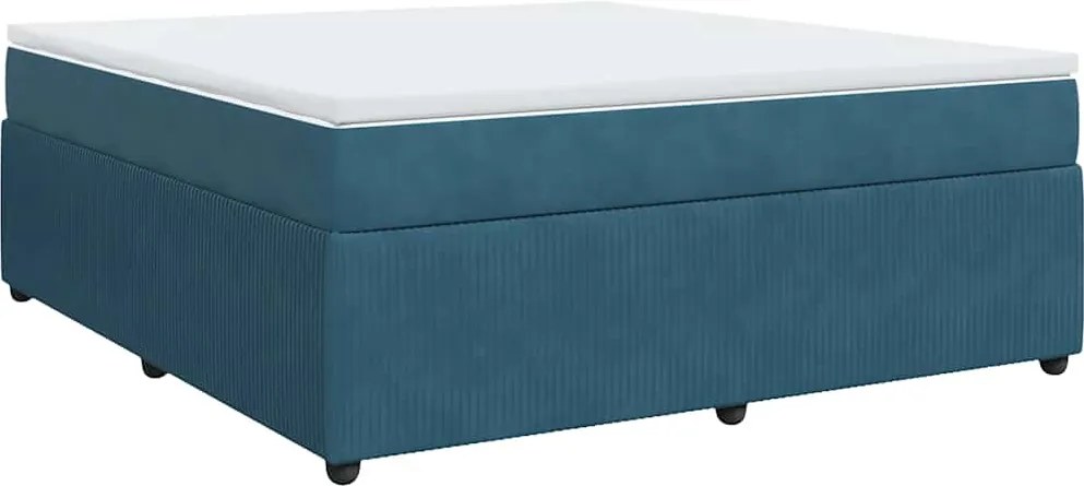 vidaXL sötétkék bársony rugós ágy matraccal 180x200 cm