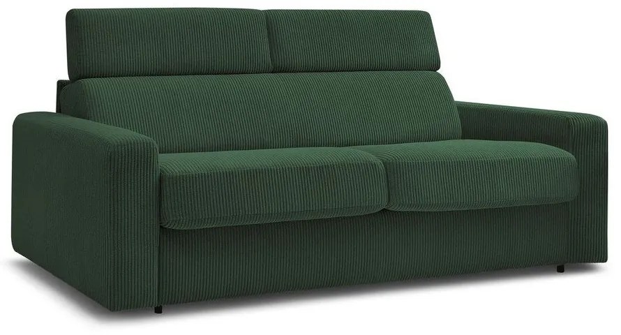 Sötétzöld kordbársony kinyitható kanapé 215 cm Monaco – Bobochic Paris