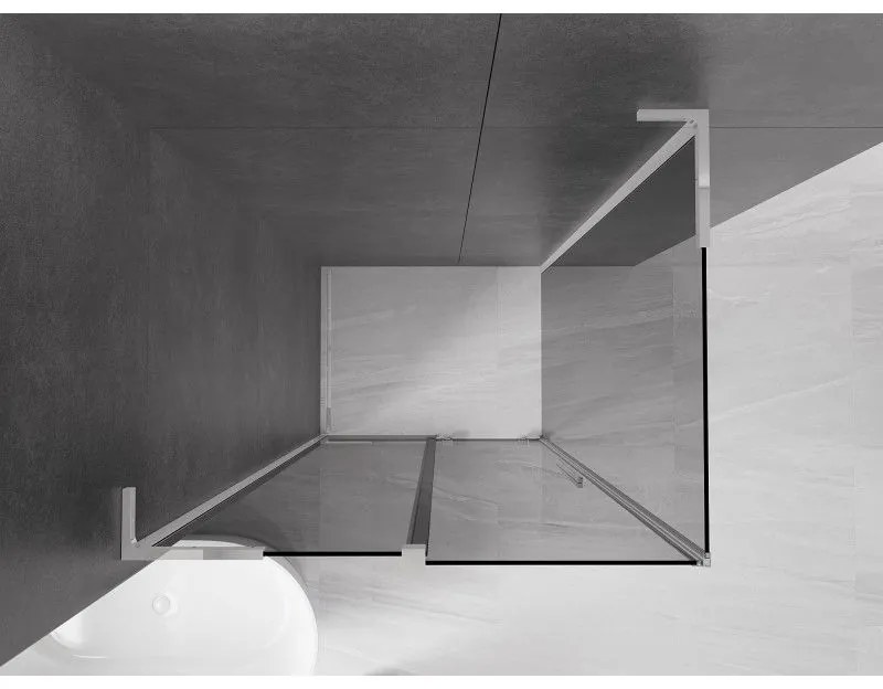 Mexen Velar L, zuhanykabin tolóajtóval 100 x 90 cm, 8mm szürke üveg, króm, 871-100-090-43-01