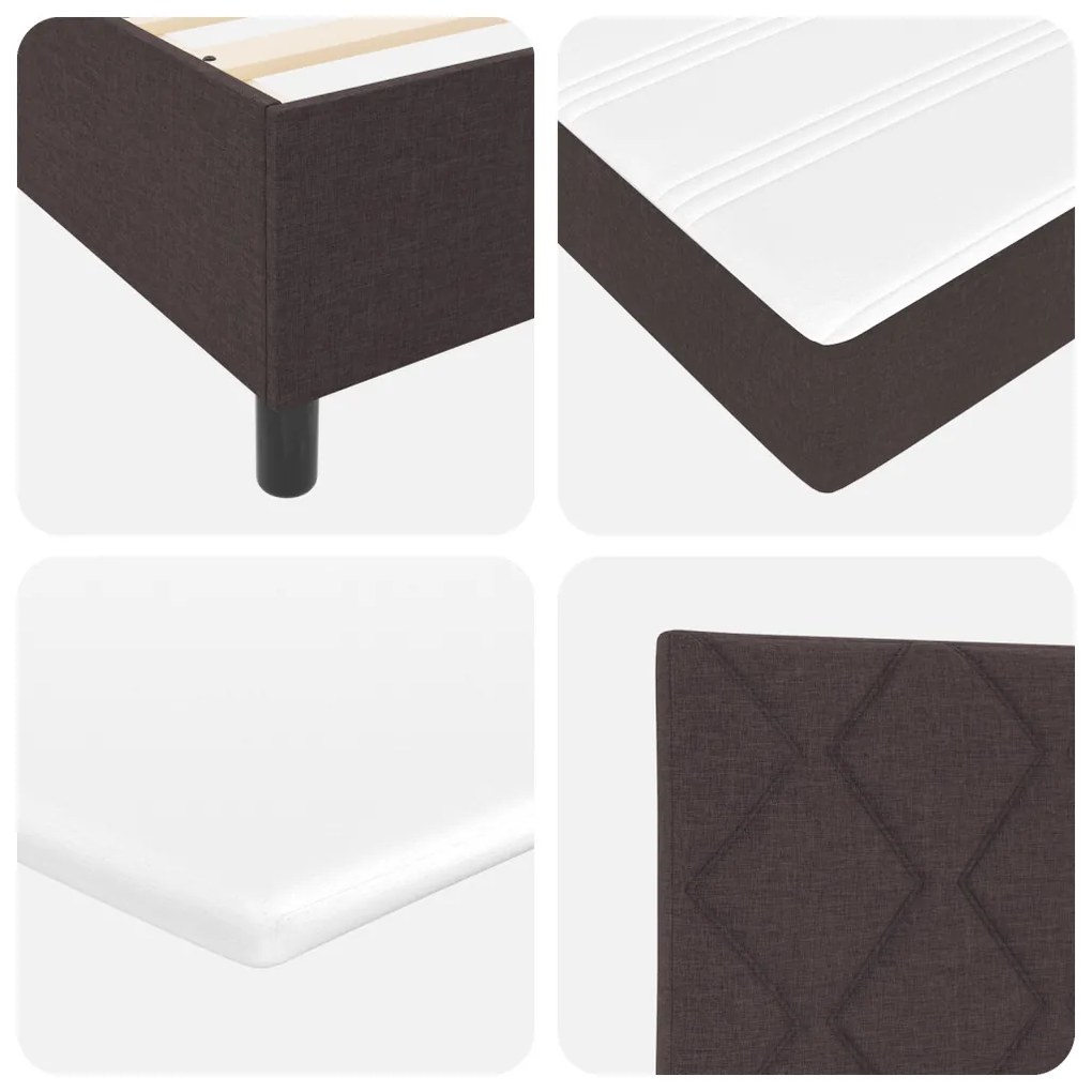 Boxspring Ágy Mattal Sötétbarna Színben, 90x200 cm, Anyag