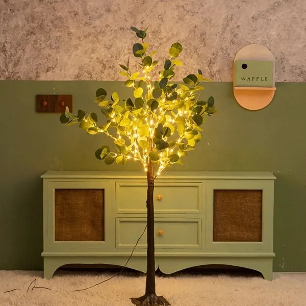 Aigostar - LED napelemes dekoráció 210 LED/3,5m IP65 meleg fehér eukaliptusz