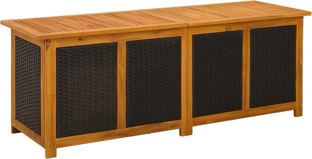 vidaXL Kerti Tároló Doboz 243 L Tömör Akácfa 150 x 50 x 56 cm Fekete