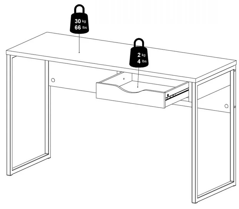 Felix Light íróasztal 130, fekete matt / fekete