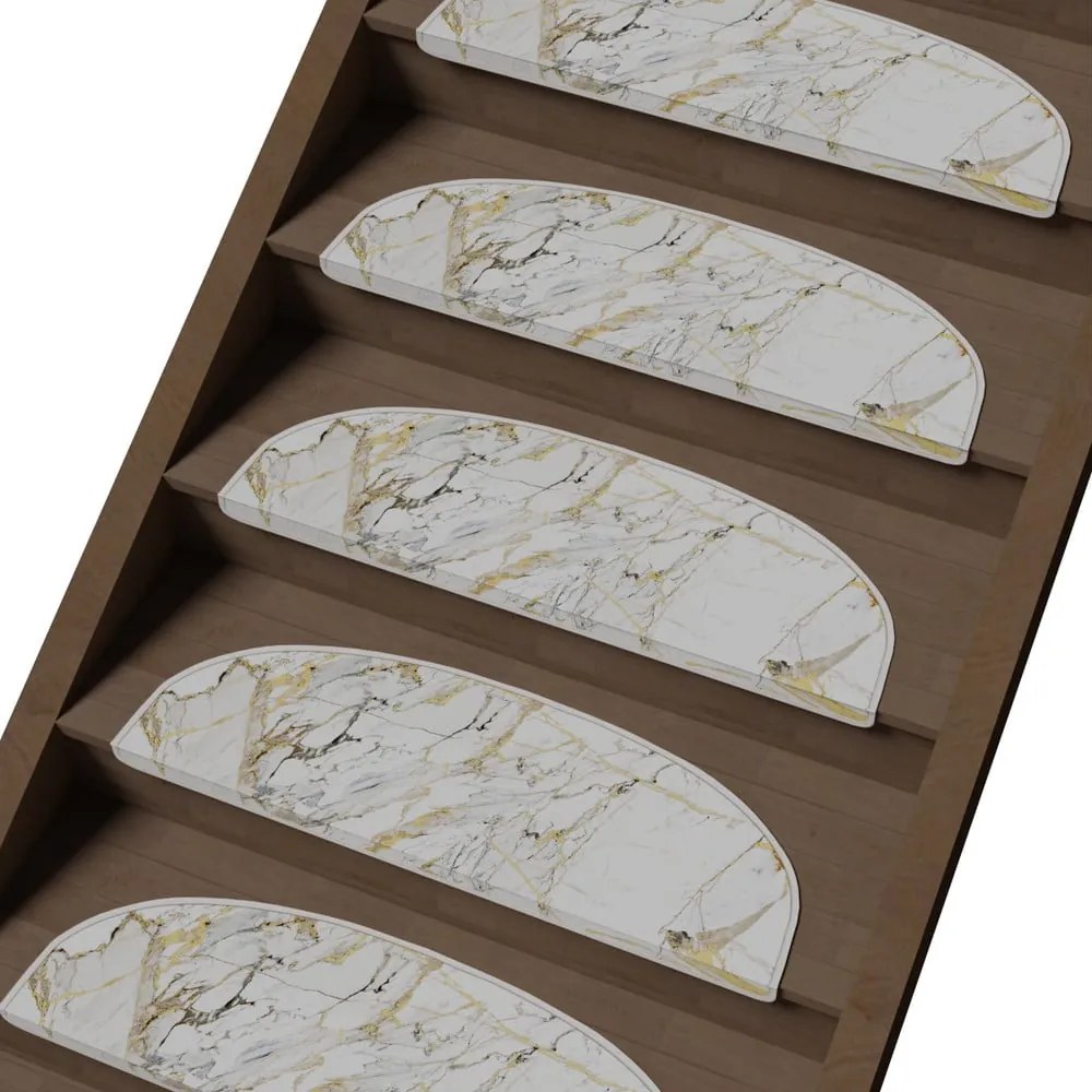 Fehér lépcsőszőnyeg szett 16 db-os 20x65 cm Marble Art – Vitaus