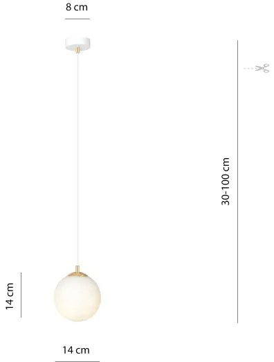 Csillár zsinóron ROYAL 1xE14/10W/230V átm. 14 cm fehér