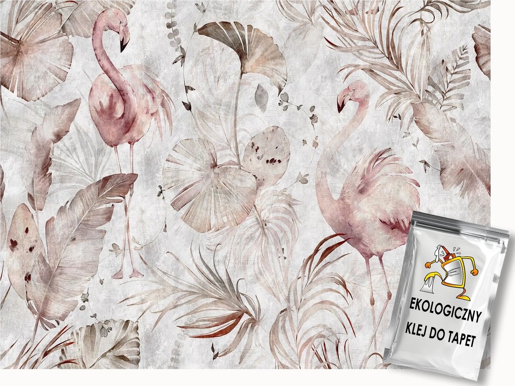 Fotótapéta Flizelina Egzotikus Növények Levelek Madarak Flamingók 400x280 ragasztó
