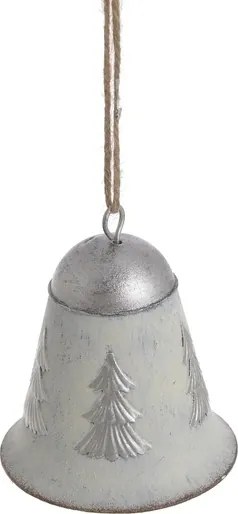 Karácsonyfa medál Harang fém fehér ezüst karácsonyfa 8 cm – dekoráció