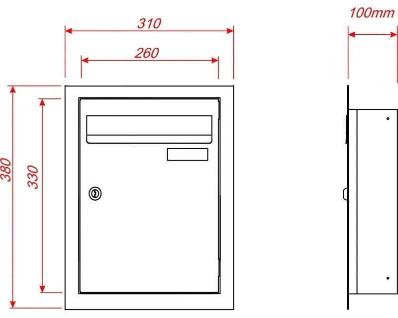 W4 beépíthető postaláda RAL7016 / rozsdamentes