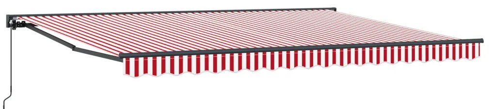 Kézi Retró Napernyő Piros és Fehér Csíkokkal 450x300 cm