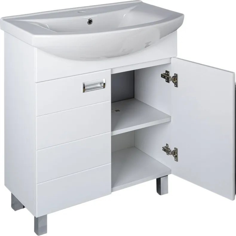 Viva SZQUARE 65 lábon álló fürdőszobabútor Sanovit ZENON 6065 porcelán mosdóval 65 x 47 cm